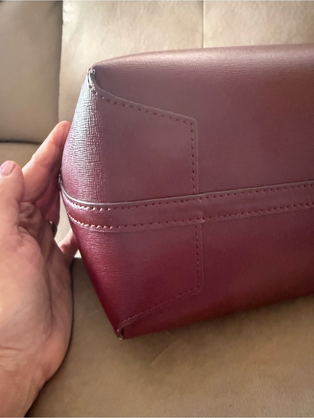 kate spade Burgundy Leather Tote with Leopard Print Wristlet - Picture 8 of 15
